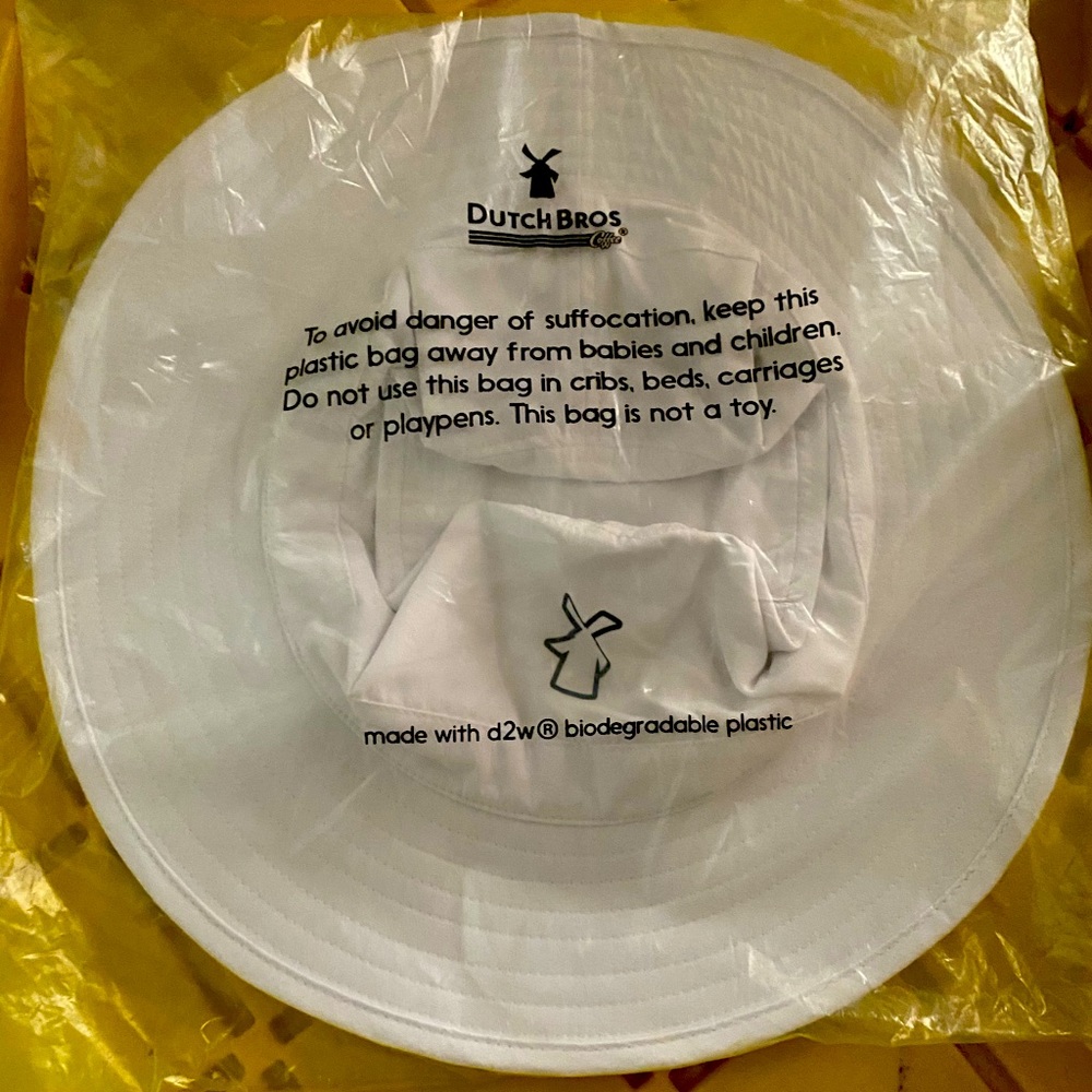 Dutch bros white windmill Sun hat still packaged.
